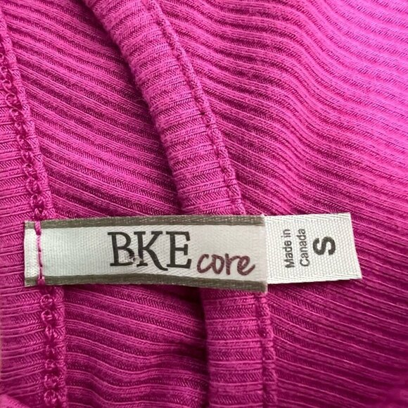 Bke Core Womens Crop Top Pink Short Sleeve Puff V Neck Stretch Ribbed S - Picture 8 of 9